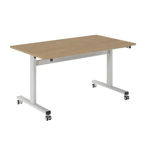 Pro Flip Rectangular Table - W1400 x D800 x H725mm - White Legs - Kendal Oak